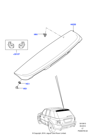 LR016236 - Land Rover Kit - Rear Spoiler