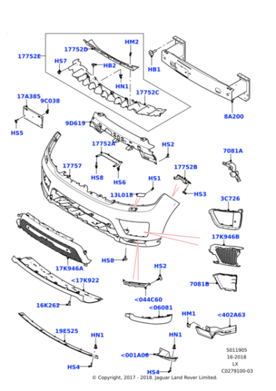 LR099208 - Land Rover Grille - Bumper