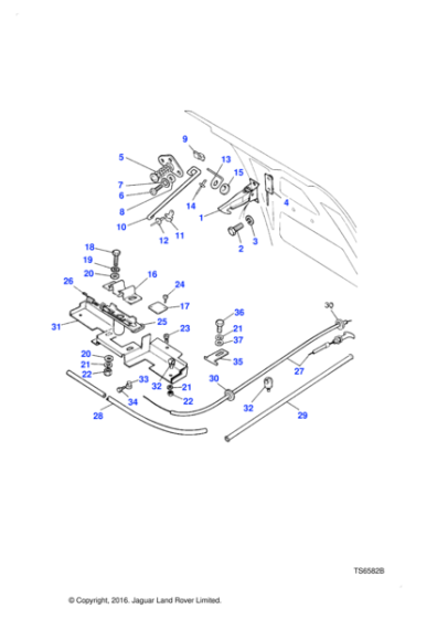391290 - Land Rover Cable assembly-bonnet release assembly