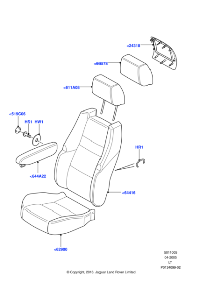 LR017400 - Land Rover Cover - Seat Back