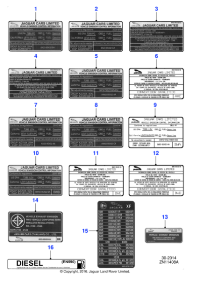 JDE34472 - Jaguar Emission label