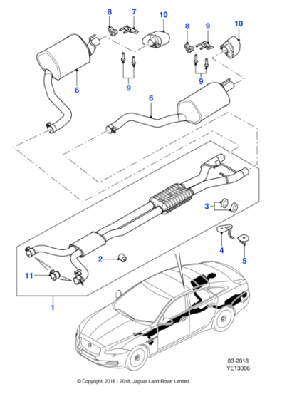 C2D17099 - Jaguar Exhaust silencer/tail pipe assembly