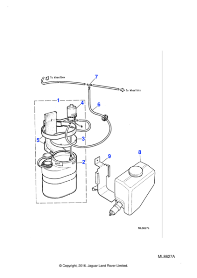 TKC2279 - Jaguar Windscreen washer motor/reservoir