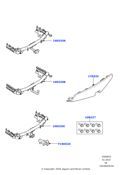 Towing System - Tow Hitch, Australia, 5 Seat or 5+2 Seat without Spare Wheel, Pre 20MY