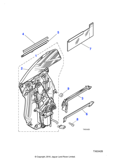 GJA2211AJ - Jaguar Glass assembly