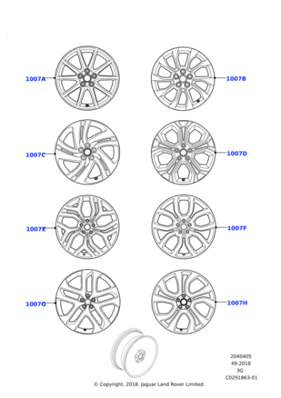 Alloy Wheel - 20" Style 5079, 5 split-spoke, Diamond Turned finish