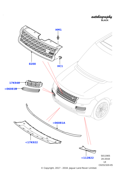 LR054491 - Land Rover Grille - Radiator