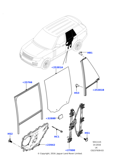 LR049252 - Land Rover Regulator - Window