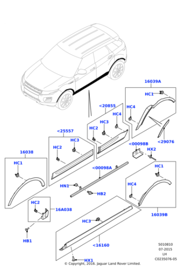 LR033114 - Land Rover Moulding - Door Outside