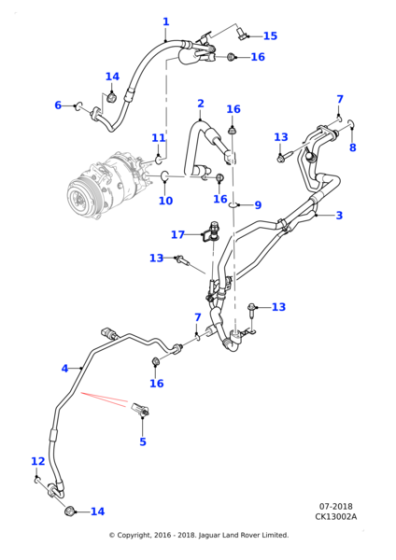 T2R16580 - Jaguar Air conditioning hose