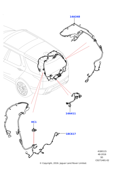 LR107411 - Land Rover Wiring - Tailgate