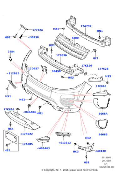 LR094157 - Land Rover Bracket - Bumper Mounting