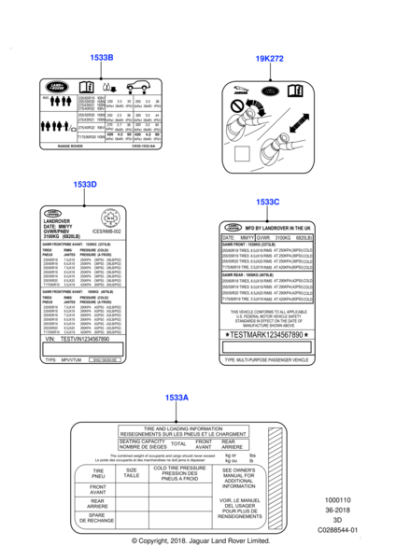 LR137538 - Land Rover Label - Tire Pressure Instruction