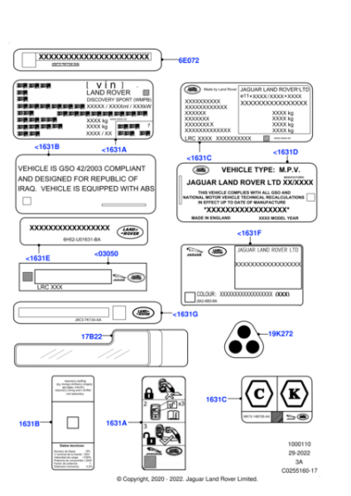 LR135041 - Land Rover Label - Vehicle Identification