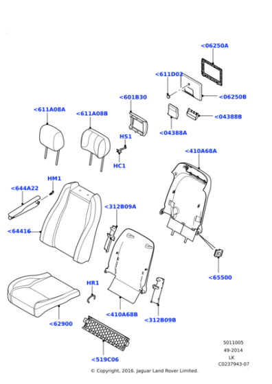 LR038896 - Land Rover Cover - Front Seat Cushion