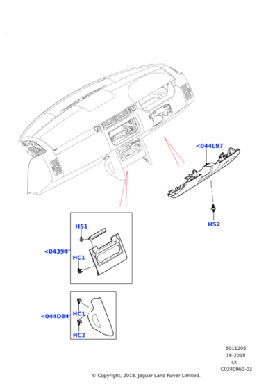 LR113430 - Land Rover Cover - Steering Column Opening