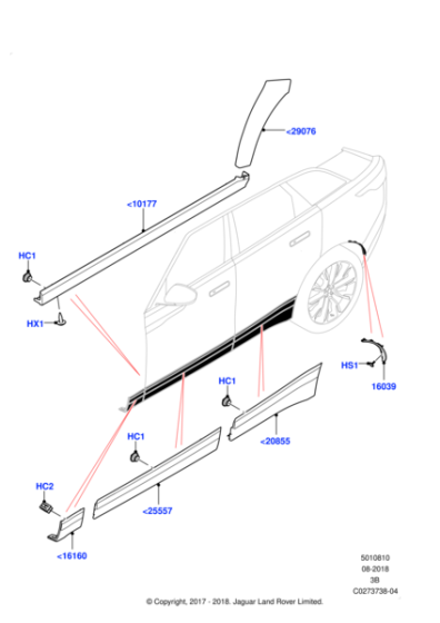 LR136958 - Land Rover Moulding - Door Outside