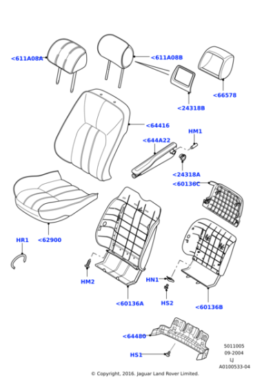 HBR000062LYR - Land Rover Cover And Pad - Front Seat Back