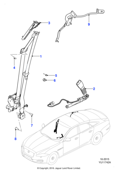 C2D30954AMS - Jaguar Seatbelt