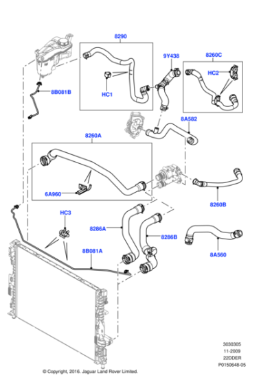 LR001311 - Land Rover Hose - Water By-Pass