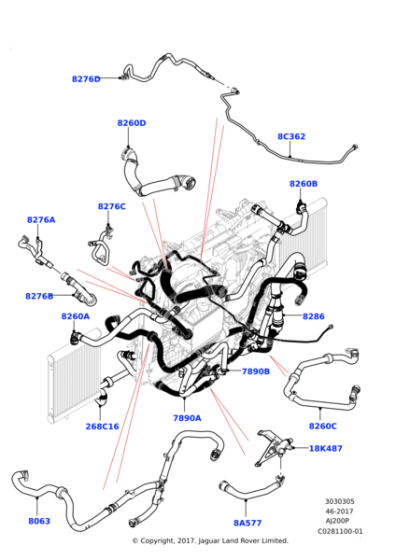 LR100075 - Land Rover Hose - Oil Cooler