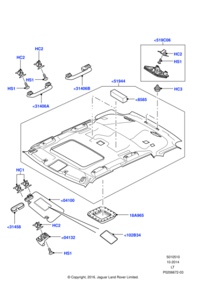 LR029931 - Land Rover Headlining - Roof