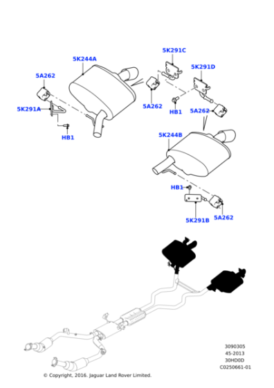 LR054763 - Land Rover Muffler And Pipe - Rear