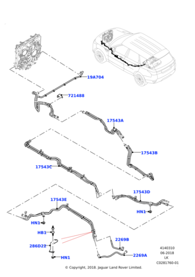 LR100971 - Land Rover HOSE - TRACTION BATTERY COOLING