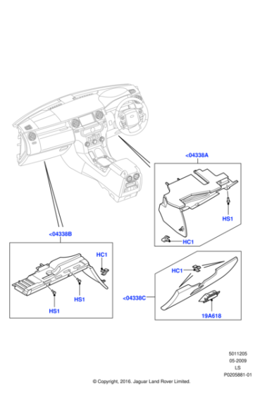 LR017407 - Land Rover Panel - Instrument - Lower