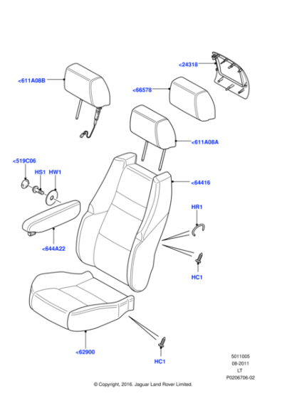 LR024355 - Land Rover Cover - Seat Back