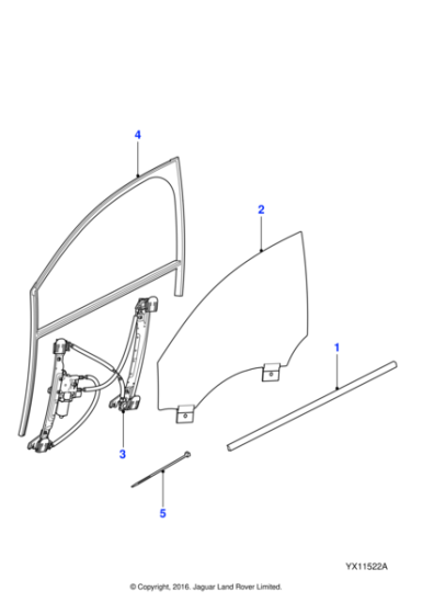 C2D17239 - Jaguar Glass run channel