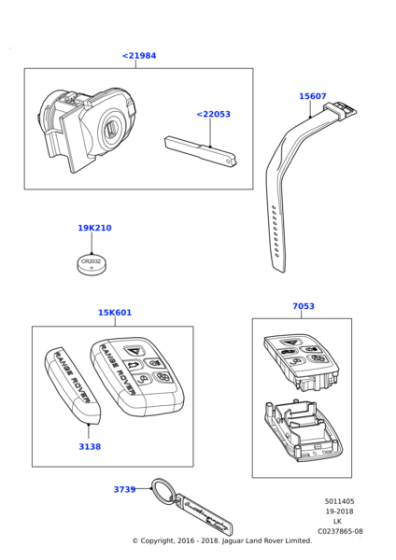 LR098338 - Land Rover Key - Cut - Service Only