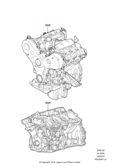 LR018030 - Land Rover Engine - Short Block