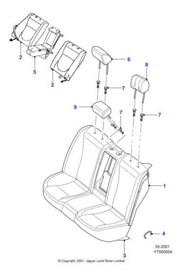 C2D19443RHP - Jaguar Seat squab armrest