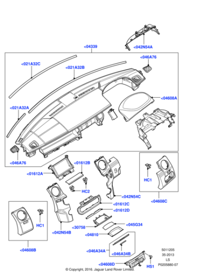 LR044209 - Land Rover Panel - Instrument - Upper