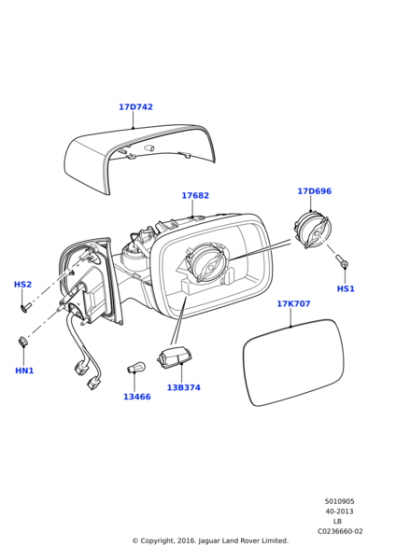 LR023799 - Land Rover Mirror