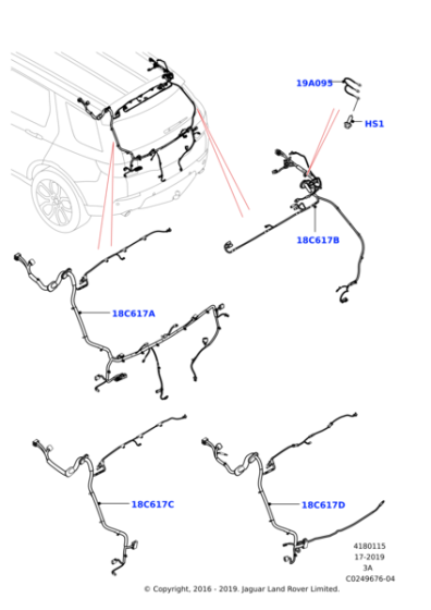 LR097675 - Land Rover Wiring - Tailgate