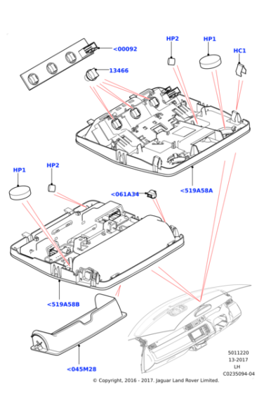 LR083802 - Land Rover Console - Overhead