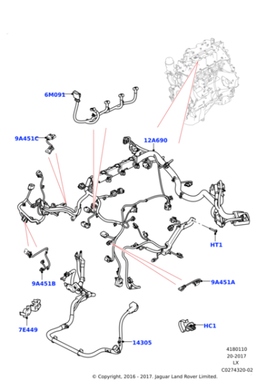 LR123813 - Land Rover Wiring - Engine