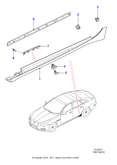 C2D23555XXX - Jaguar Body side moulding