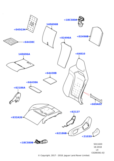 LR103616 - Land Rover Strap - Front Seat Back