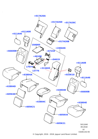 LR111212 - Land Rover CONSOLE - DEPLOYABLE ARMREST