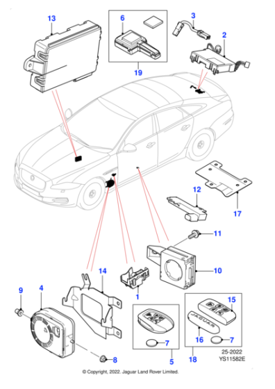 C2D16239 - Jaguar Key fob transmitter