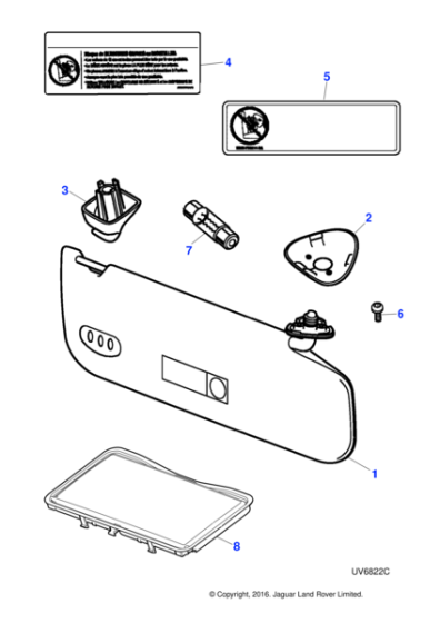 XR845625AGD - Jaguar Illuminated sunvisor