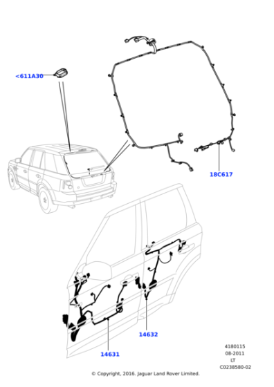 LR030153 - Land Rover Wiring - Tailgate