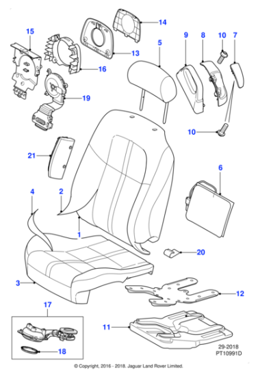 C2P6558 - Jaguar Recline lever