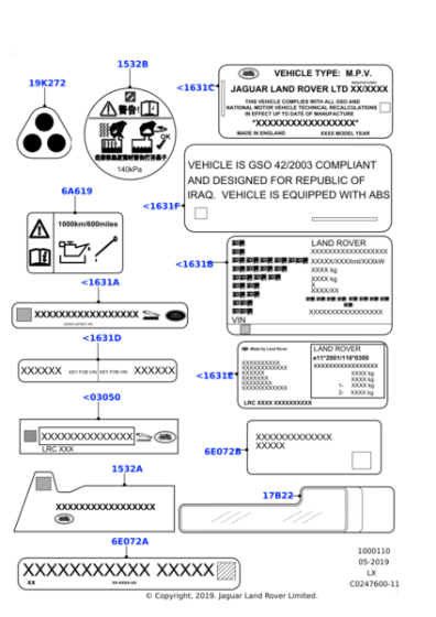 LR064085 - Land Rover Label - Vehicle Identification