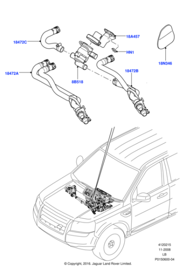 LR019277 - Land Rover Hose - Heater Water