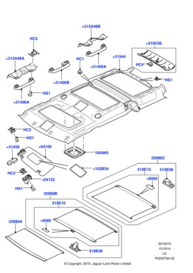 LR021419 - Land Rover Headlining - Roof