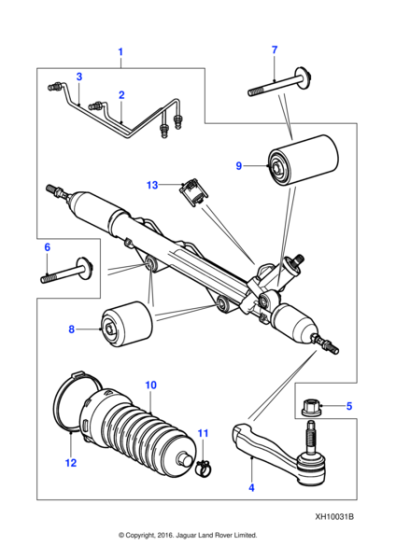 C2C38670 - Jaguar Steering rack and pinion